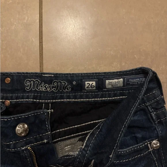 Miss Me Dark Indigo Bootcut Jeans with Fading - Picture 7 of 7
